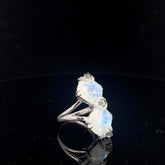 18k White Gold .25ct G VS2 Round Diamond with Moon Stone and Alexandrite Ring